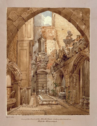 Uitzicht op het hof van het graf van de monnik, 22 augustus 1825 door Joseph Michael Gandy